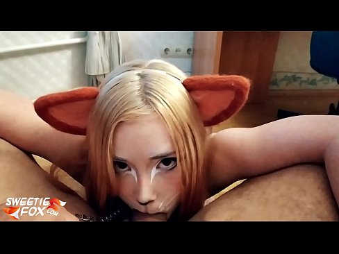 ❤️ Kitsune د هغې په خوله کې ډیک او کم تیر کړ ❤️  ❌